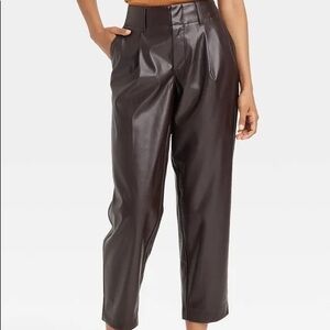 A New Day brown faux leather cropped pants, Size 6